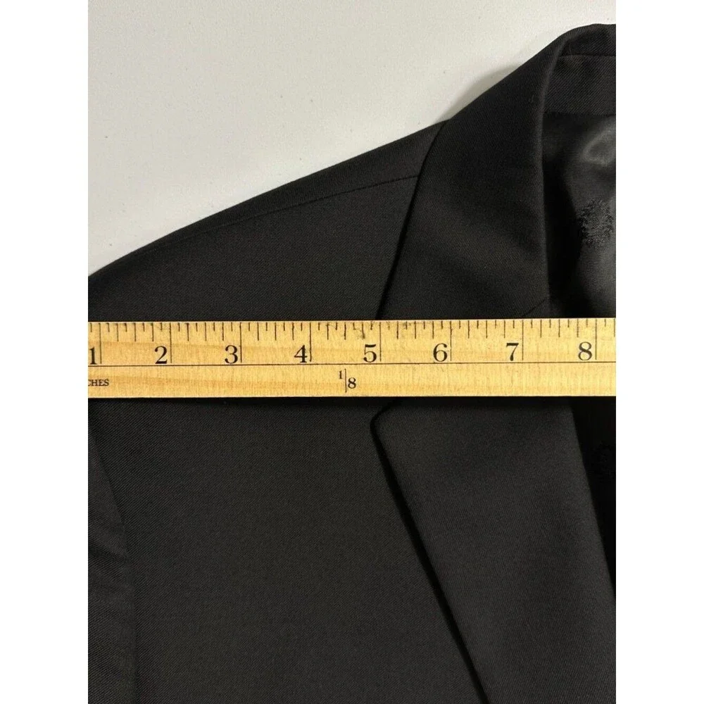 RALPH LAUREN Mens Blazer Sport Coat 2-Button Suit Jacket 50R Black Stretch Wool